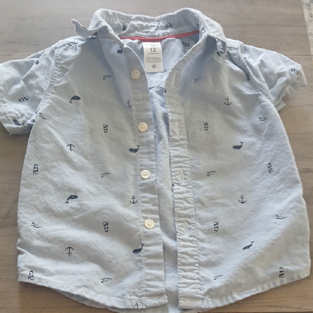 Carter's Light Blue Nautical Button Down Shirt